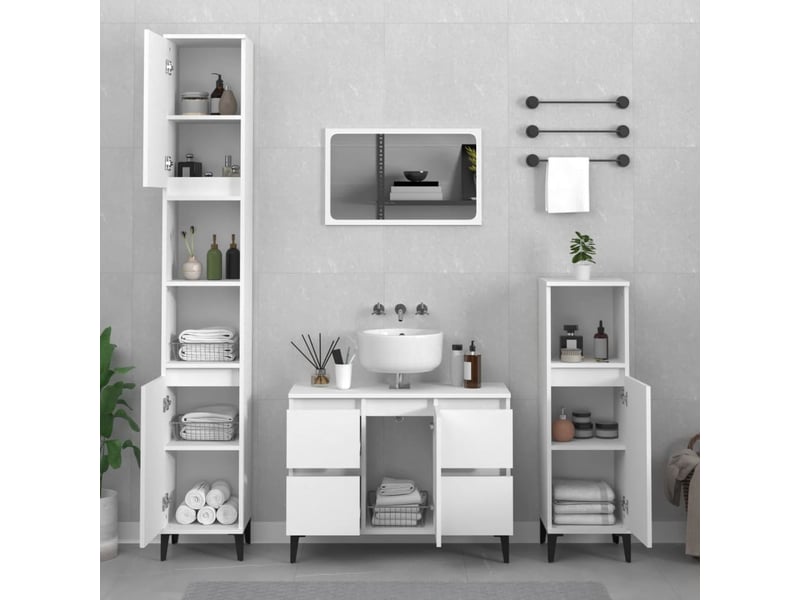  Ensemble de meubles salle de bain 3 pcs blanc bois d'ingénierie cf63937  - Conforama B
