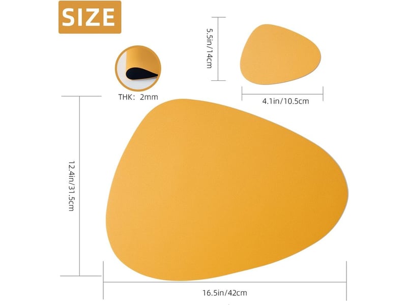  Ensemble de sets de table en similicuir imperméable – réversibles et antidérapants – résistants à la chaleur jusqu'à 80°c – lot de 4 – bleu orange  - Conforama C
