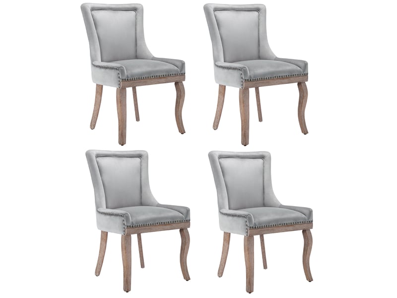 Chaise de salle à manger en velours gris avec dossier rembourré chicfurn  - Conforama A