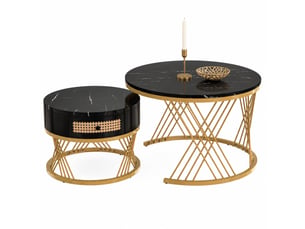 Table basse rond(e) coloris bicolore LPOSPI - 70 cmx50 cm