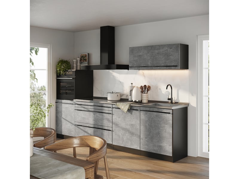  Vicco cuisine, bétonanthracite, 280cm plan de travail anthracite  - Conforama C