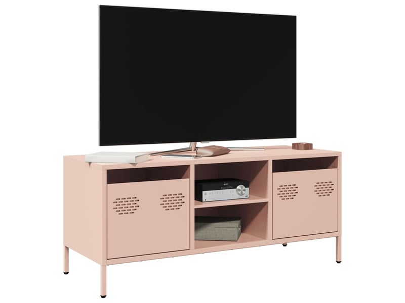  Meuble tv - banc tv - meuble de rangement rose 101,5x39x43,5 cm acier laminé à froid  - Conforama B