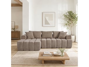 Canapé d'angle compressé gauche fixe <strong>ULEVR</strong> <strong></strong> 3 places Velours taupe
