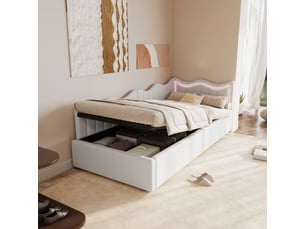 Lit coffre 90x200 cm <strong>BRILVERDE </strong>  <strong></strong> coloris blanc