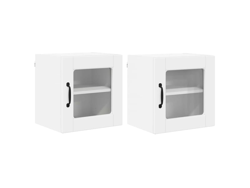 Meuble mural de cuisine, cabinet en verre mural 2 pc blanc bois d'ingénierie - Conforama A