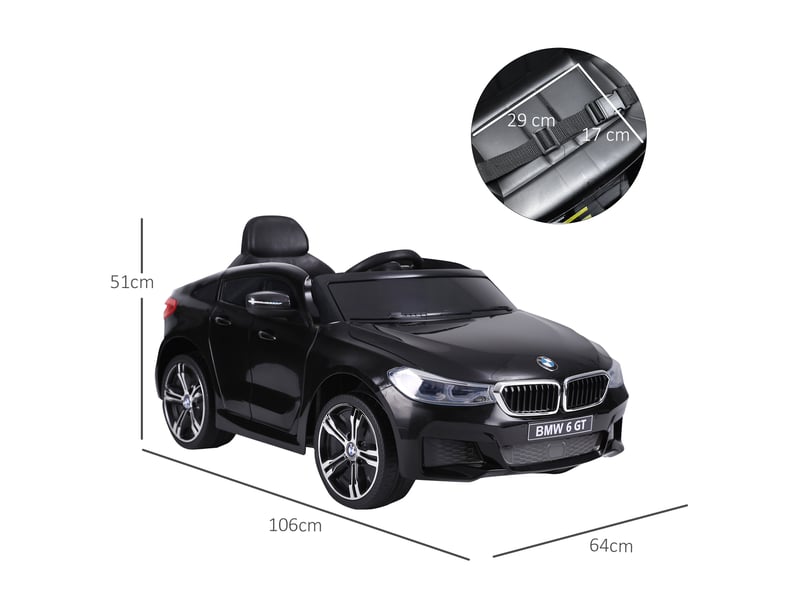  Voiture électrique enfants 6 v 3 kmh max. Effets sonores et lumineux télécommande incluse noir bmw 6 gt  - Conforama E