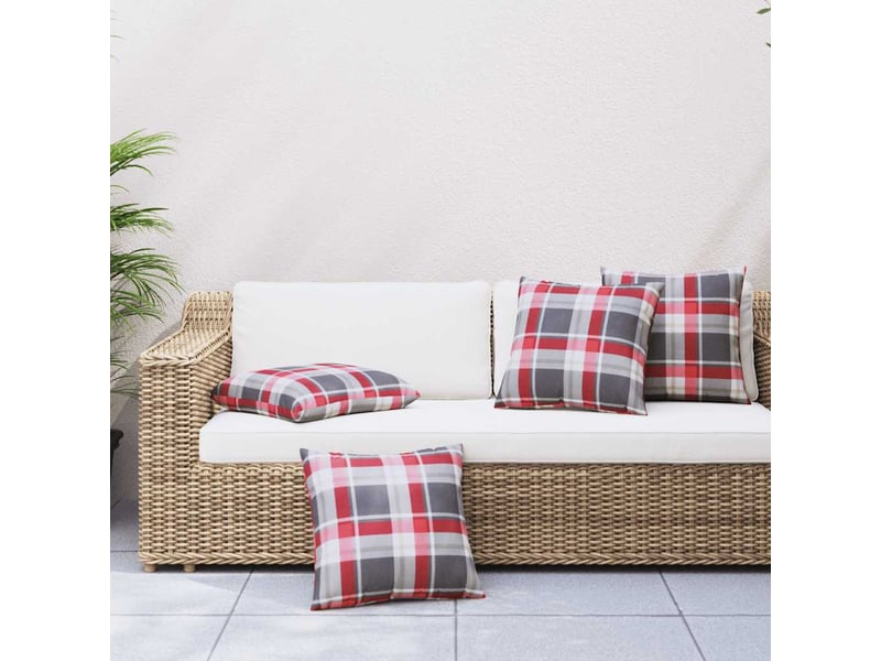  Lot de 4 coussins de canapé, coussins décoratifs motif à carreaux rouges 60 x 60 cm en tissu cf59225  - Conforama B