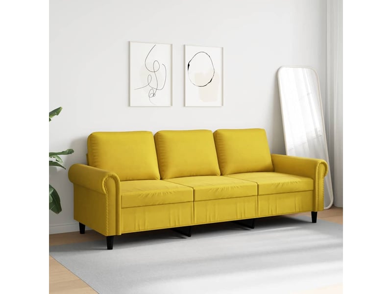  Canapé 3 places, canapé droit fixe jaune 180 cm velours shl48470  - Conforama C