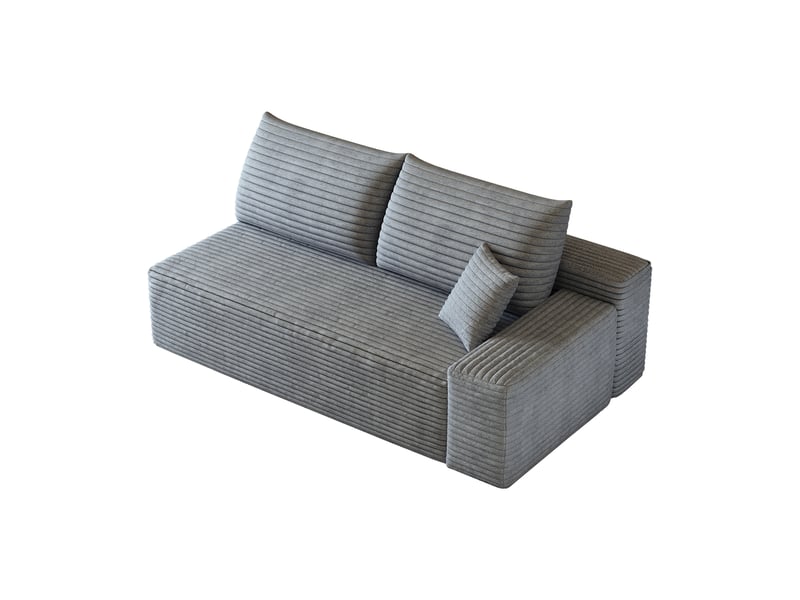  Canapé 2 places gris en velours côtelé avec méridienne - design modulaire pour salon  - Conforama A