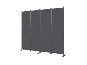 Paravent séparateur 4 panneaux 204 x 180 cm – gris foncé – pliable et autoportant en métal pour intérieur
