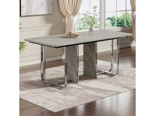 Table à manger rectangulaire en mdf avec pieds en métal,180x80cm,gris