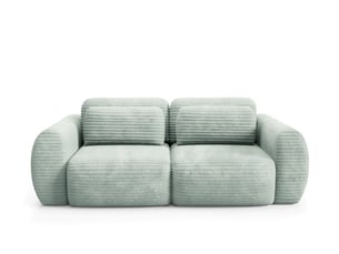 Canapé droit convertible   4 places Tissu vert avec coffre de rangement