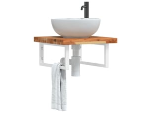 Étagère de vasque | étagère murale acier et bois massif d'acacia shl7974