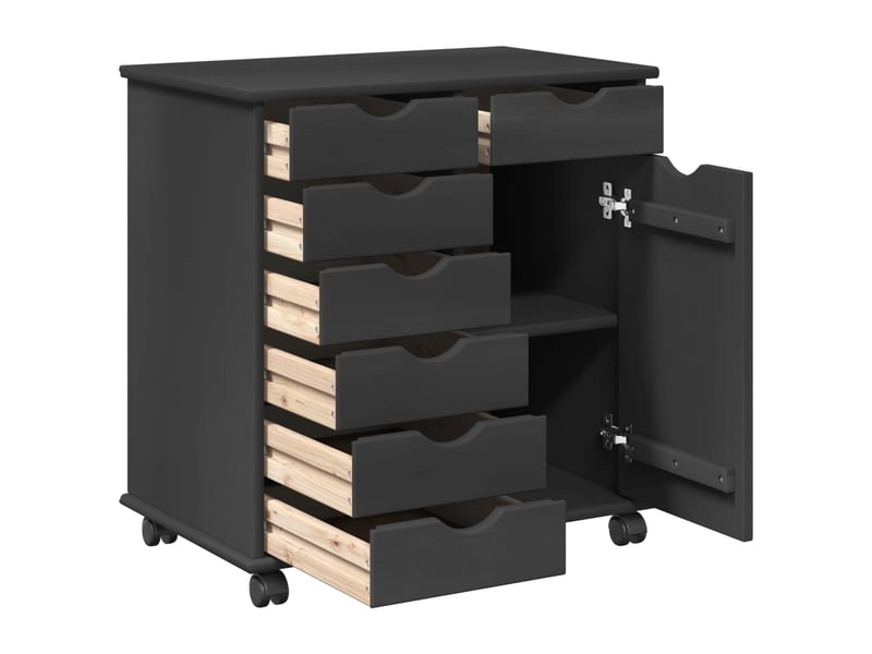  Caisson roulant de bureau 63,5 x 39 x 65,5 cm bois de pin massif gris shl408  - Conforama D