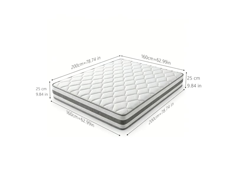  Matelas à ressorts ensachés 160x200 cm h4, 7 zones, mousse froide, housse matelassée en microfibre blanche  - Conforama B