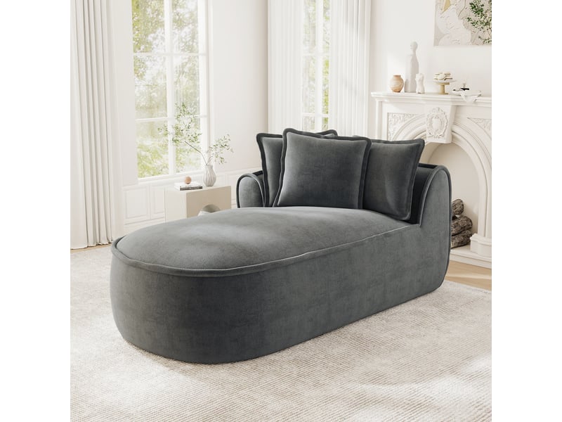  Canapé méridienne gauche 2 places en chenille gris avec coussins inclus et assise profonde  - Conforama B