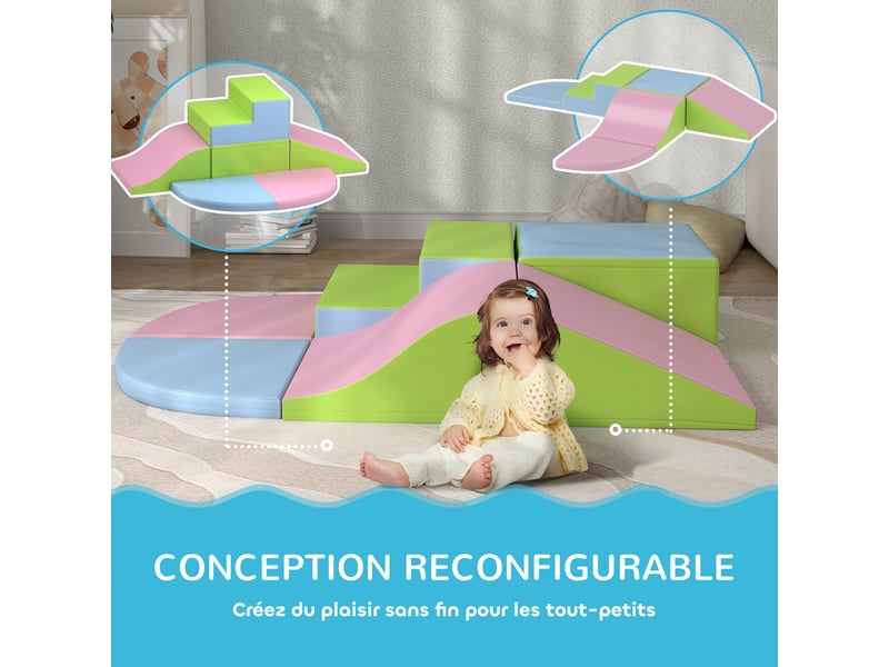 Module motricité bébé 6pcs parcours motricité bébé en mousse epe pour enfants d'âge préscolaire, multicolore - Conforama R