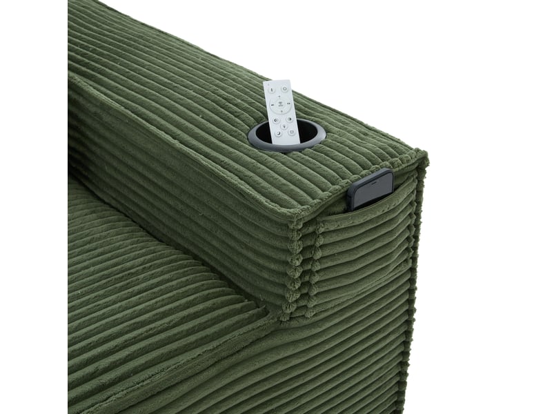  Canapé modulaire 2 places 188x90x75 cm avec porte-gobelets, poches latérales, assise ferme, cordon vert  - Conforama E