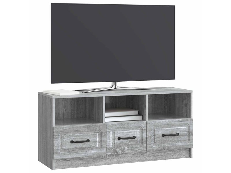  Meuble tv - banc tv - meuble de rangement sonoma gris 102 x 34,5 x 47 cm bois d'ingénierie  - Conforama C
