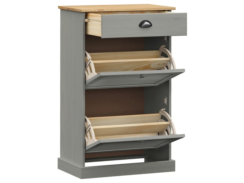  Meuble à chaussure, armoire à chaussures vigo 60x35x96 cm gris bois massif de pin  - Conforama D