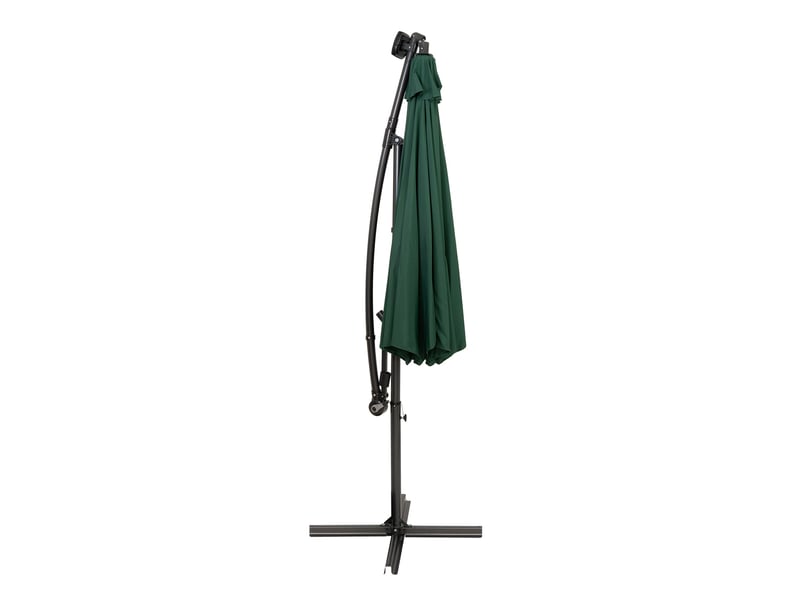  Parasol banane à mât déporté suspendu vert à led solaire 3 m jardin terrasse extérieur manche auvent manivelle imperméable protection aux uv base 216440 - Conforama B