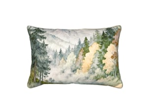 Coussin déhoussable motif aquarelle forêt 40x60 cm