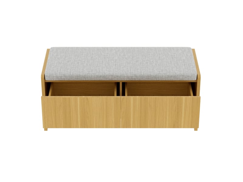  Meuble d'entrée avec espace de rangement, assise rembourrée et côtés en rotin pour couloir, gris naturel, 113 × 40 × 45,5 cm  - Conforama E