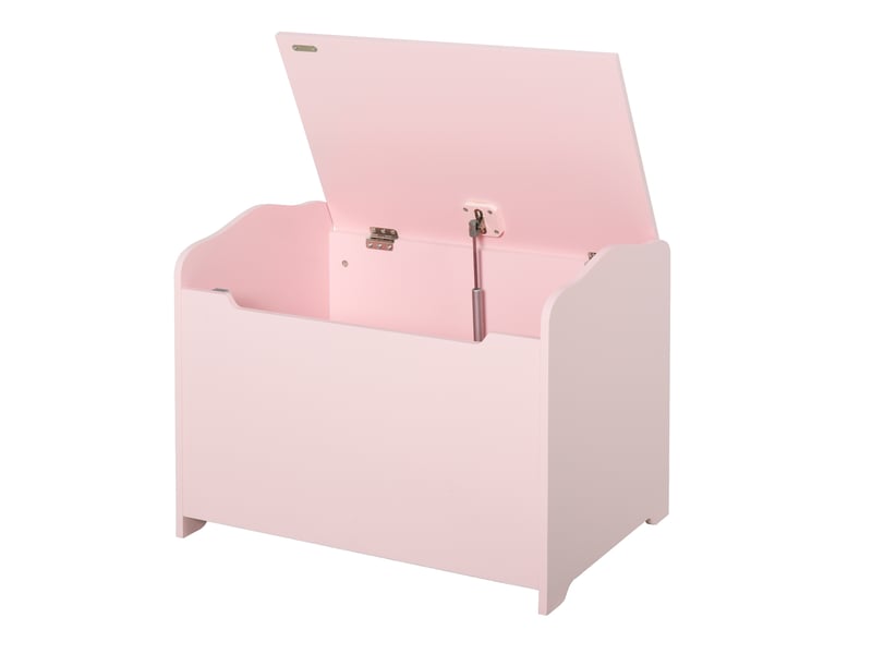  Banc de rangement en bois pour jouets, banc de rangement pour chambre d'enfant avec couvercle à piston pneumatique, 60 x 40 x 48 cm, rose  - Conforama B