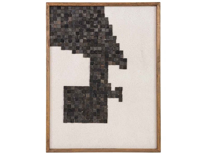  Tableau artisanal en bois recyclé relief beige et noir 62x4x82 cm h  - Conforama B