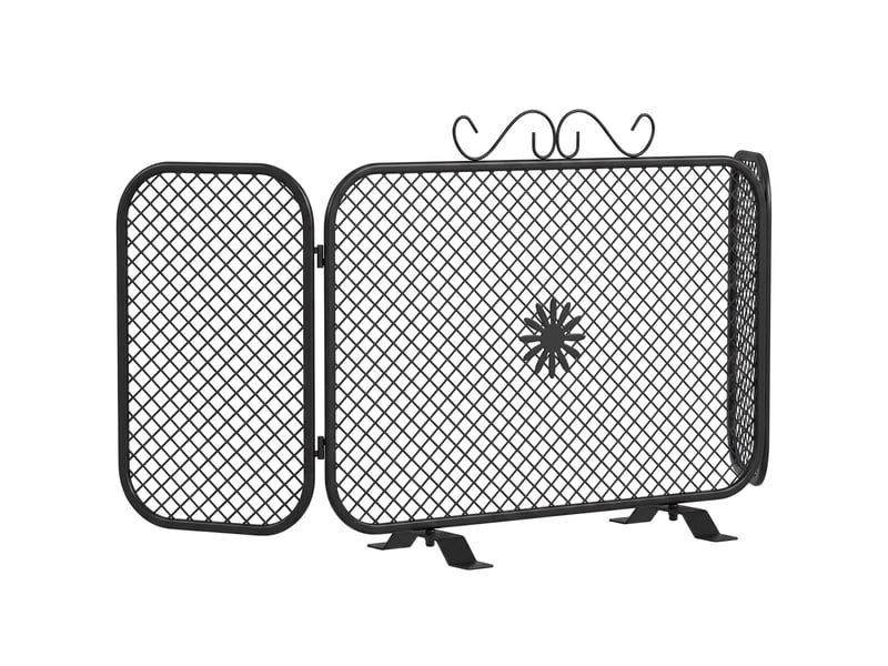 Pare-étincelles pliable en trois parties pour cheminée, 90 x 16 x 40 cm, noir - Conforama B