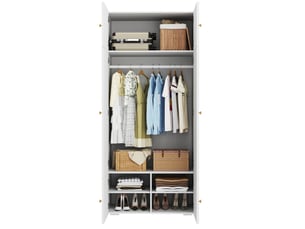 Armoire penderie blanche 90 x 50 x 200 cm avec tringle et 5 compartiments
