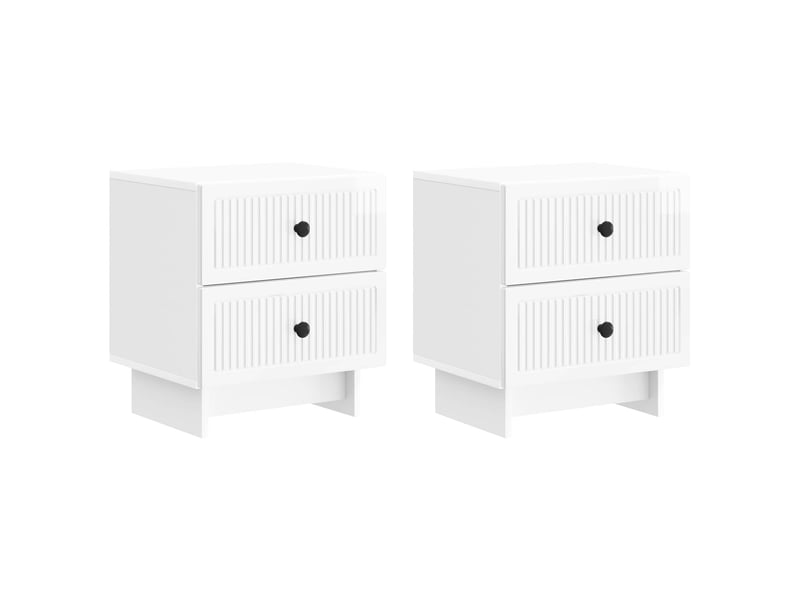  Table de chevet 2 pièces blanc brillant 43 x 34,5 x 47,5 cm  - Conforama B