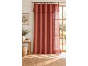 Rideau ajustable + 8 anneaux pince 140 x 270 cm polyester effet lin nia terracotta
