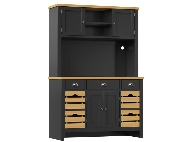 Armoire haute noire avec led rgb, portes soft-close et étagères réglables - Conforama A