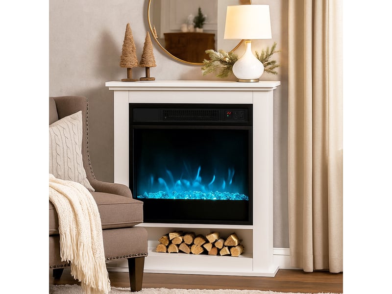 Cheminée électrique 1800 w blanche, effet flamme 9 couleurs, 62,5 x 20 x 72,5 cm - Conforama C