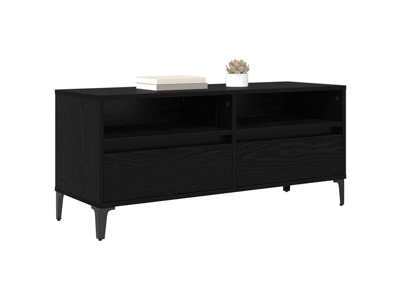  Meuble tv - banc tv - meuble de rangement avec tiroir chêne noir 100 x 34,5 x 44,5 cm  - Conforama C