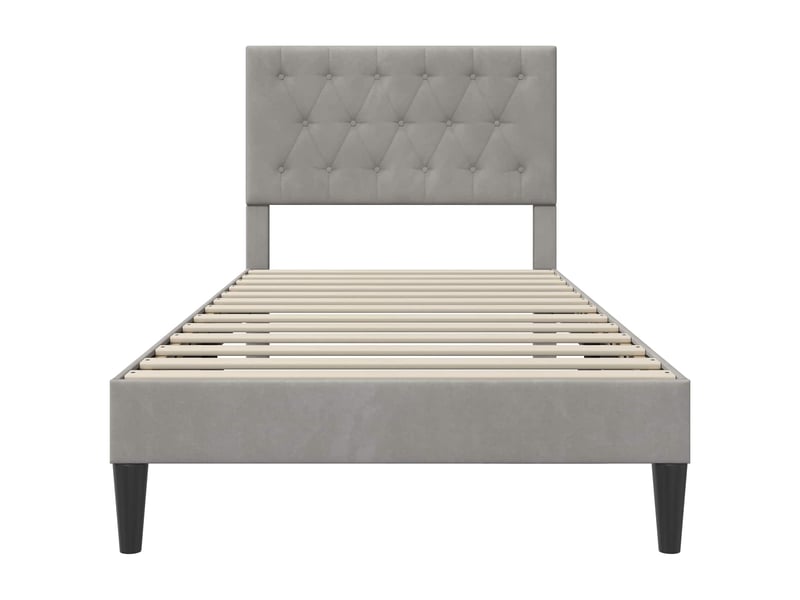  Lit simple- lit adulte -  cadre de lit avec tête de lit gris clair 100 x 200 cm velours  - Conforama C