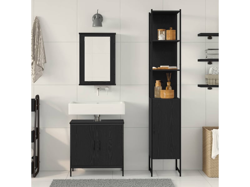  Ensemble de mobilier de salle de bain 3 pc noir cf64414  - Conforama D
