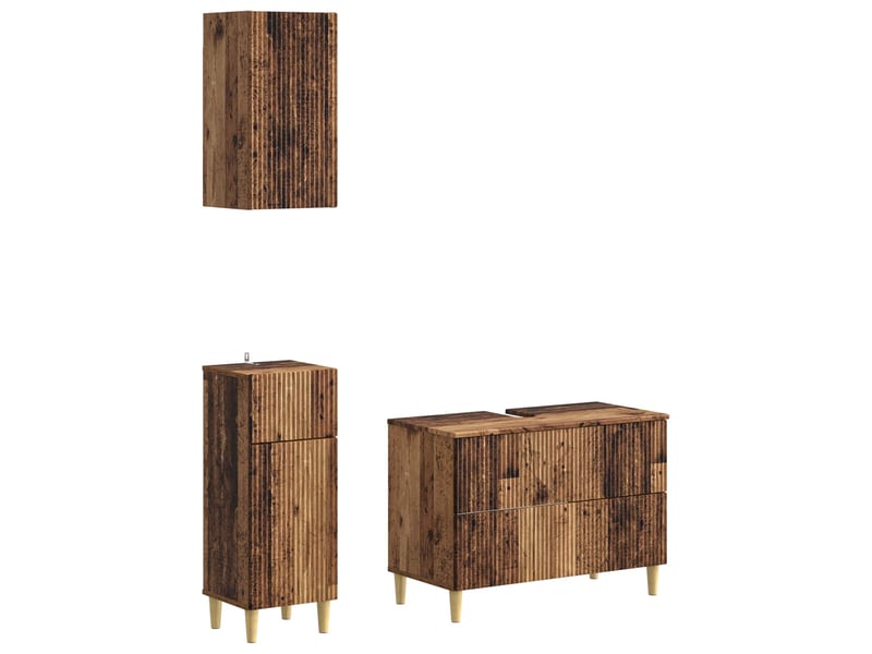 Ensemble de meuble de salle de bain 3 pièces arnhem bois ancien cf63314 - Conforama A