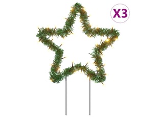 Décoration lumineuse étoile de noël piquets 3 pcs 50 led 29 cm