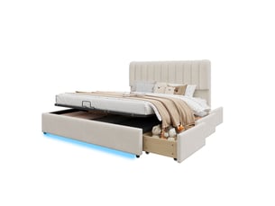 Lit coffre 140x200 cm <strong></strong>  <strong></strong> coloris beige