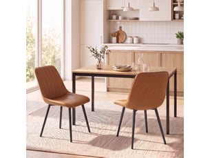 Lot de 2 chaises de salle à manger modernes, dossier et assise incurvés, en revêtement synthétique, 51x61x78cm, marron