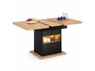 Table de salle à manger extensible avec rangement led en mdf et métal 110–140×80×76 cm noir