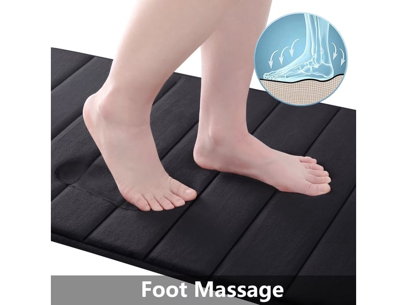  Tapis de bain en mousse à mémoire de forme antidérapant - 24 x 36 pouces - noir  - Conforama E