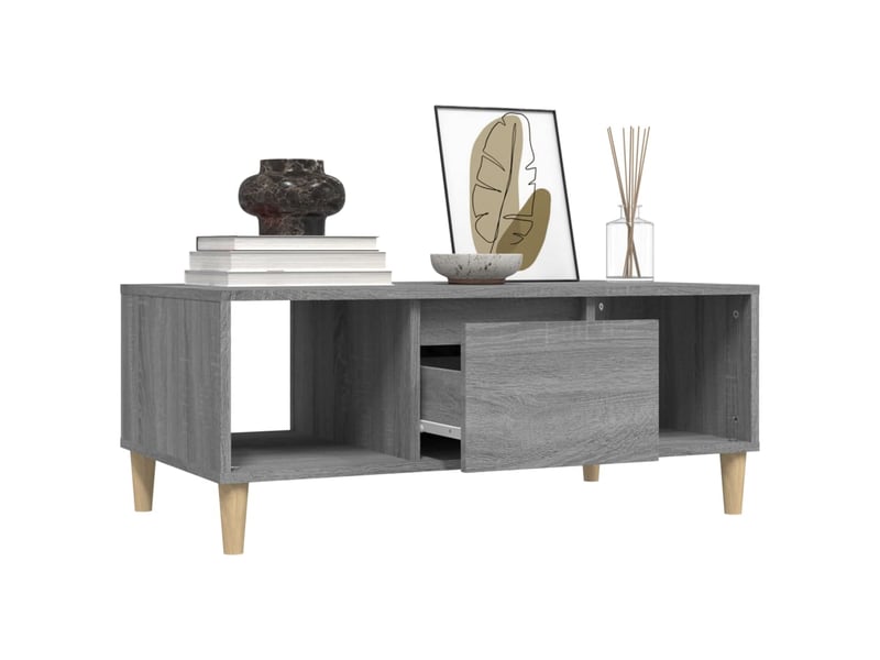  Table basse rectangulaire | table de salon sonoma gris 90x50x36,5 cm bois d'ingénierie shl3667  - Conforama E