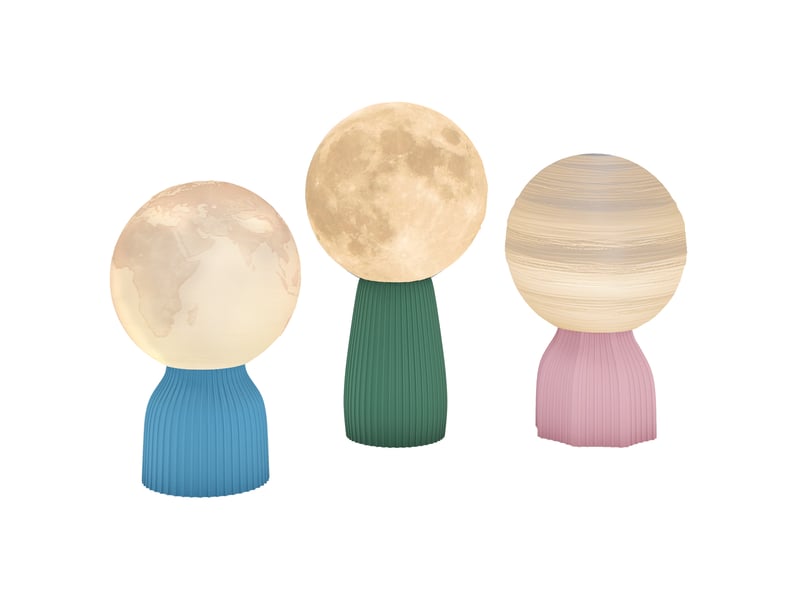  Ensemble de 3 lampes de chevet 3d blanches, 3 couleurs, 10 niveaux de luminosité réglables, connexion usb.  - Conforama B