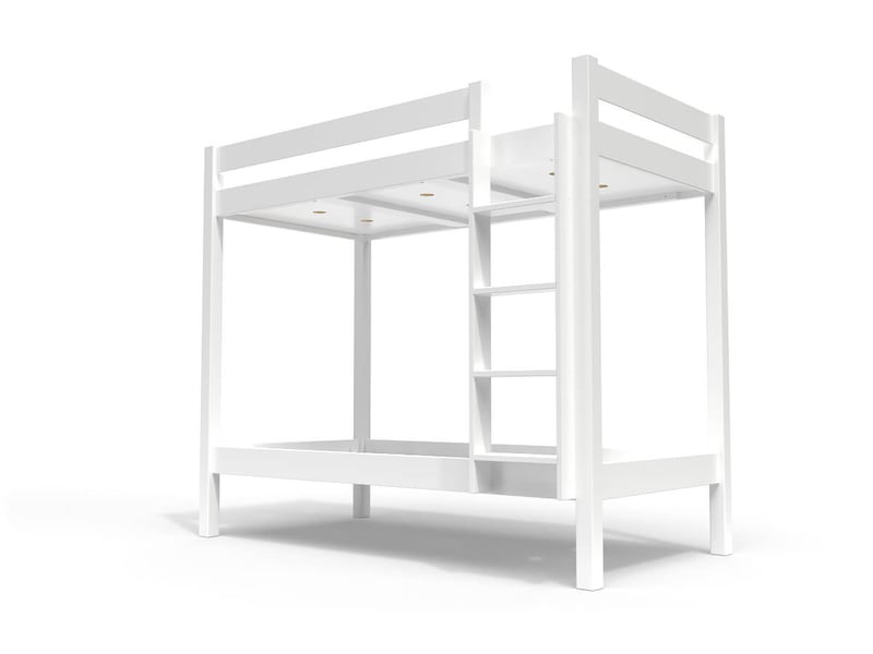  Lit superposé 2 places 90x200 échelle droite bois abc, blanc SUPABCDR92-LB - Conforama A