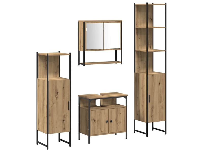 Ensemble de mobilier de salle de bain 4 pc chêne artisanal cf64501 - Conforama A
