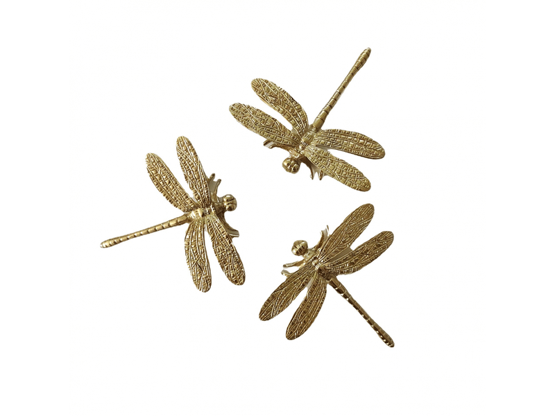  Jeu de 3 accessoires en laiton en forme de libellule pour poignées de meubles, décoration de mur de fond.  - Conforama A