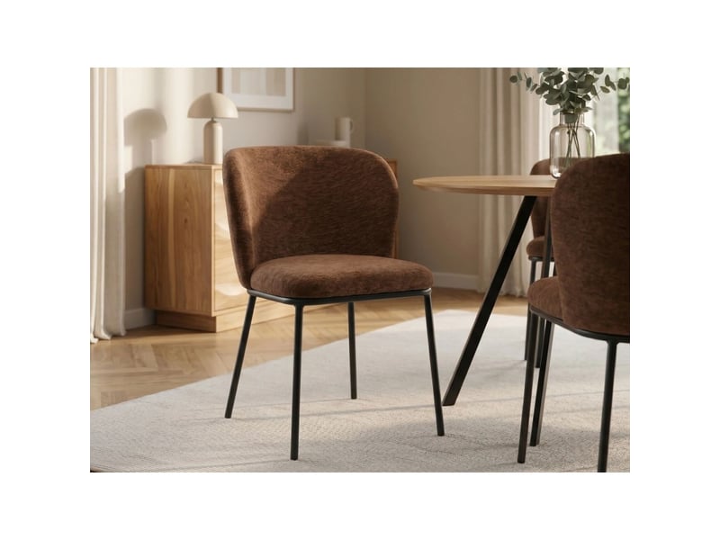  Lot de 2 chaises pavia marron – assise rembourrée, dossier arrondi et pieds noirs fins  - Conforama B